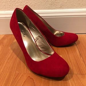 Qupid Red Suede Pump-Style RICO-01